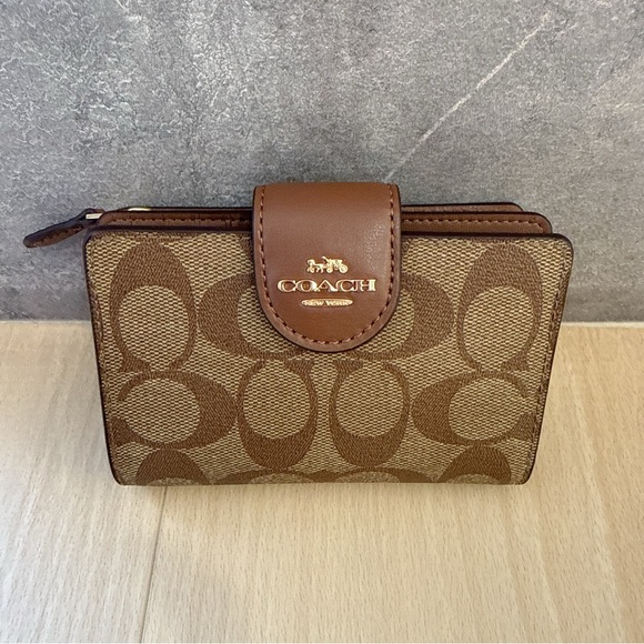 Coach Handbags - (NWT) Coach Medium Corner Zip Wallet In Signature Canvas